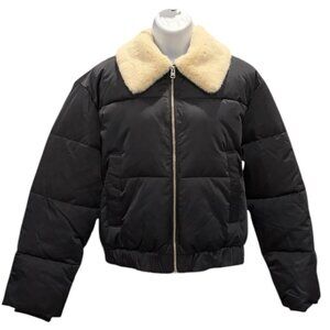 Abercrombie & Fitch Black Bomber Jacket with Cream Collar